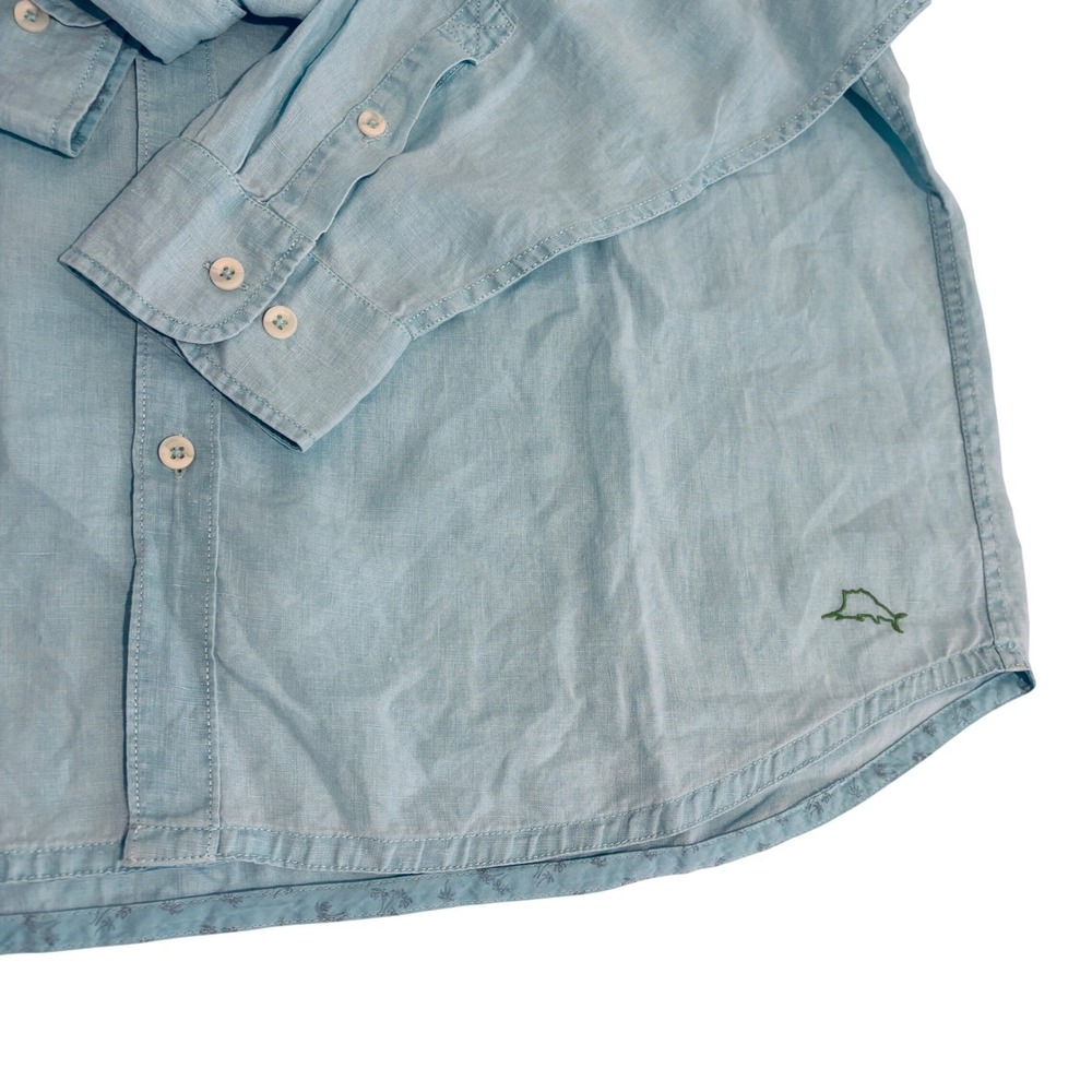 Tommy Bahama Linen Button Down Shirt Mens 2XL Mint Green Long Sleeve - Picture 11 of 11
